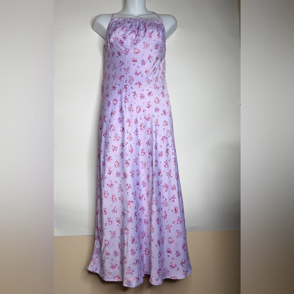 Zara Lavender Floral Slip Maxi Dress Size L - Picture 3 of 8